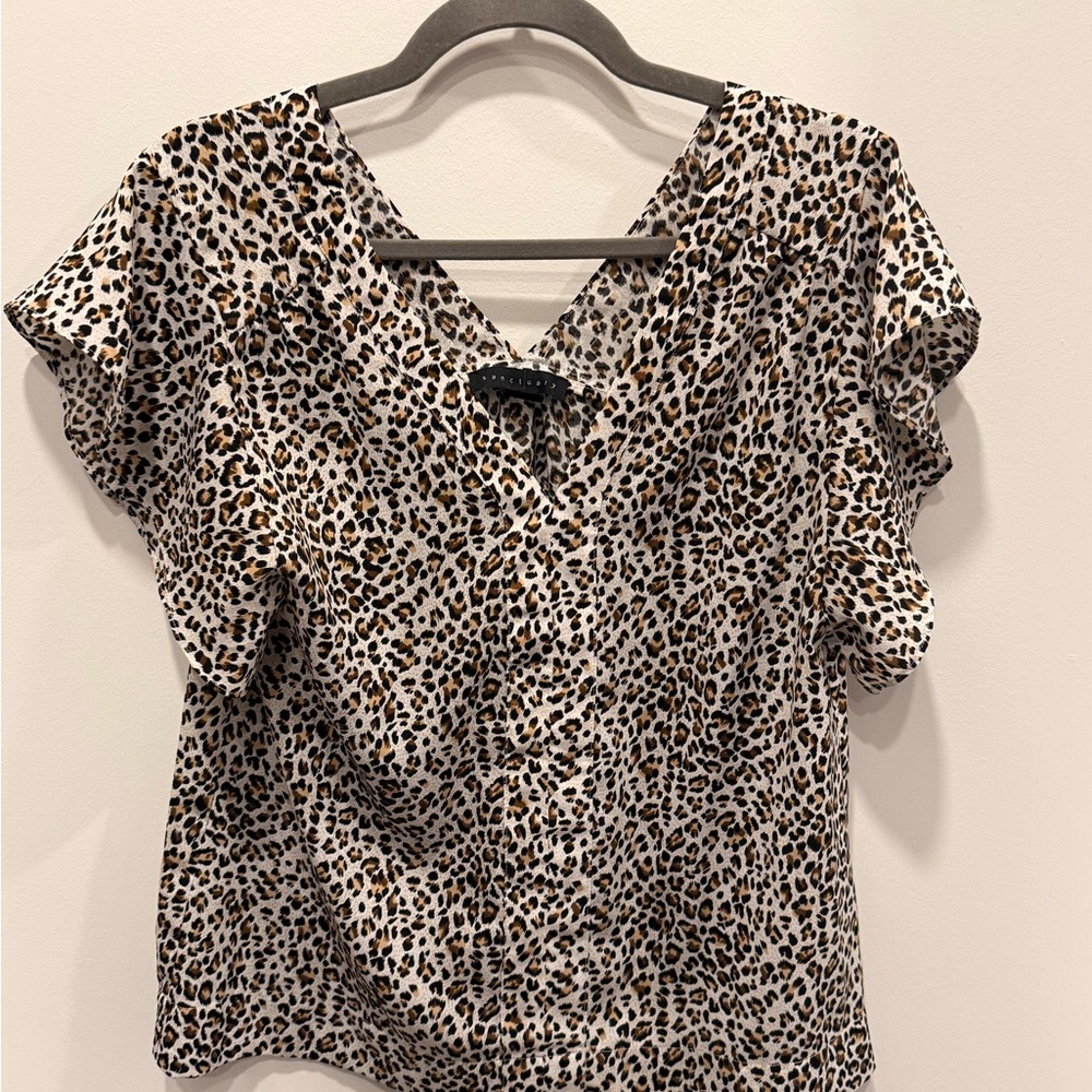 Leopard Print V-Neck Women's Top